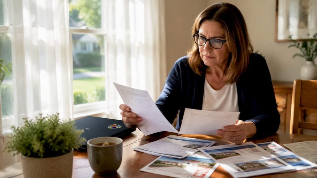 Homeowner reviewing water damage restoration options